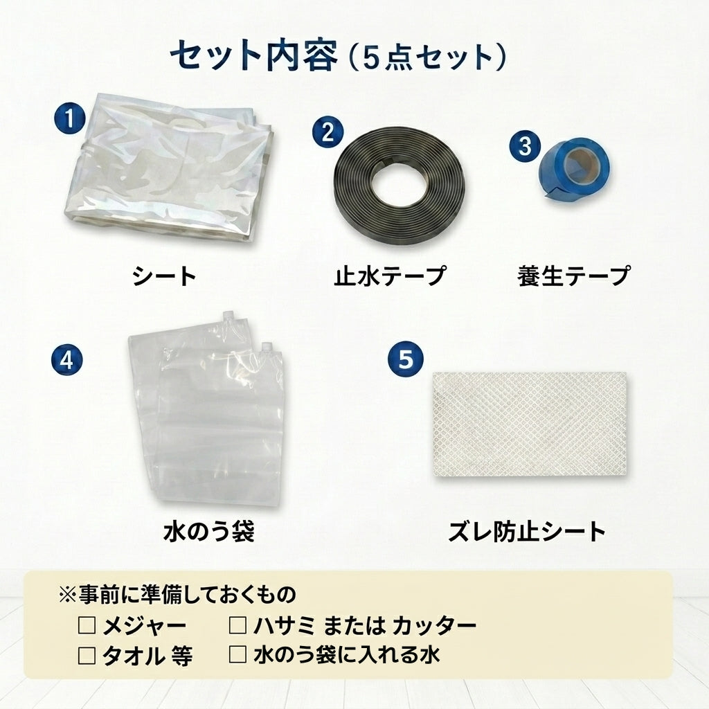水害時に役立つ止水シートセット -水のうタイプ-