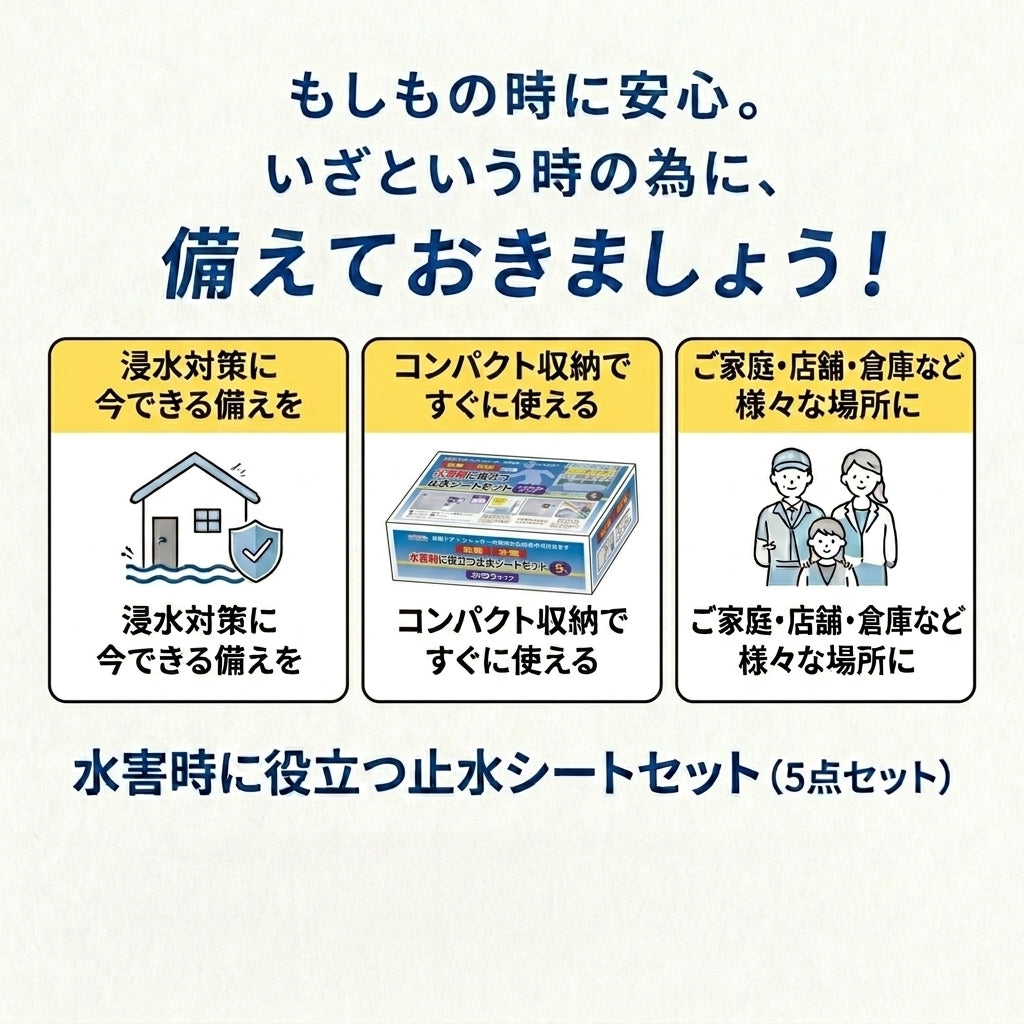 水害時に役立つ止水シートセット -水のうタイプ-