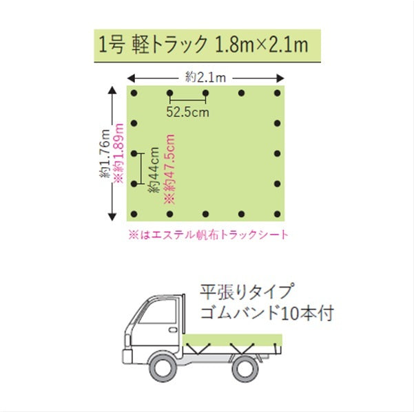 トラックシートターポリン1号1.8m×2.1mシルバー/オレンジTPS-01【14枚】